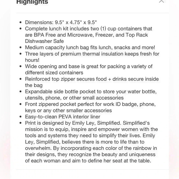 Fit & Fresh Townsend Lunch Tote Wit 2pc Food Storage With Cap - Floral - Picture 8 of 8